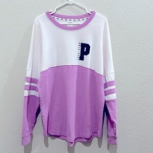 PINK by Victoria's Secret Pullover Crewneck Sweatshirt light Purple/ White Large